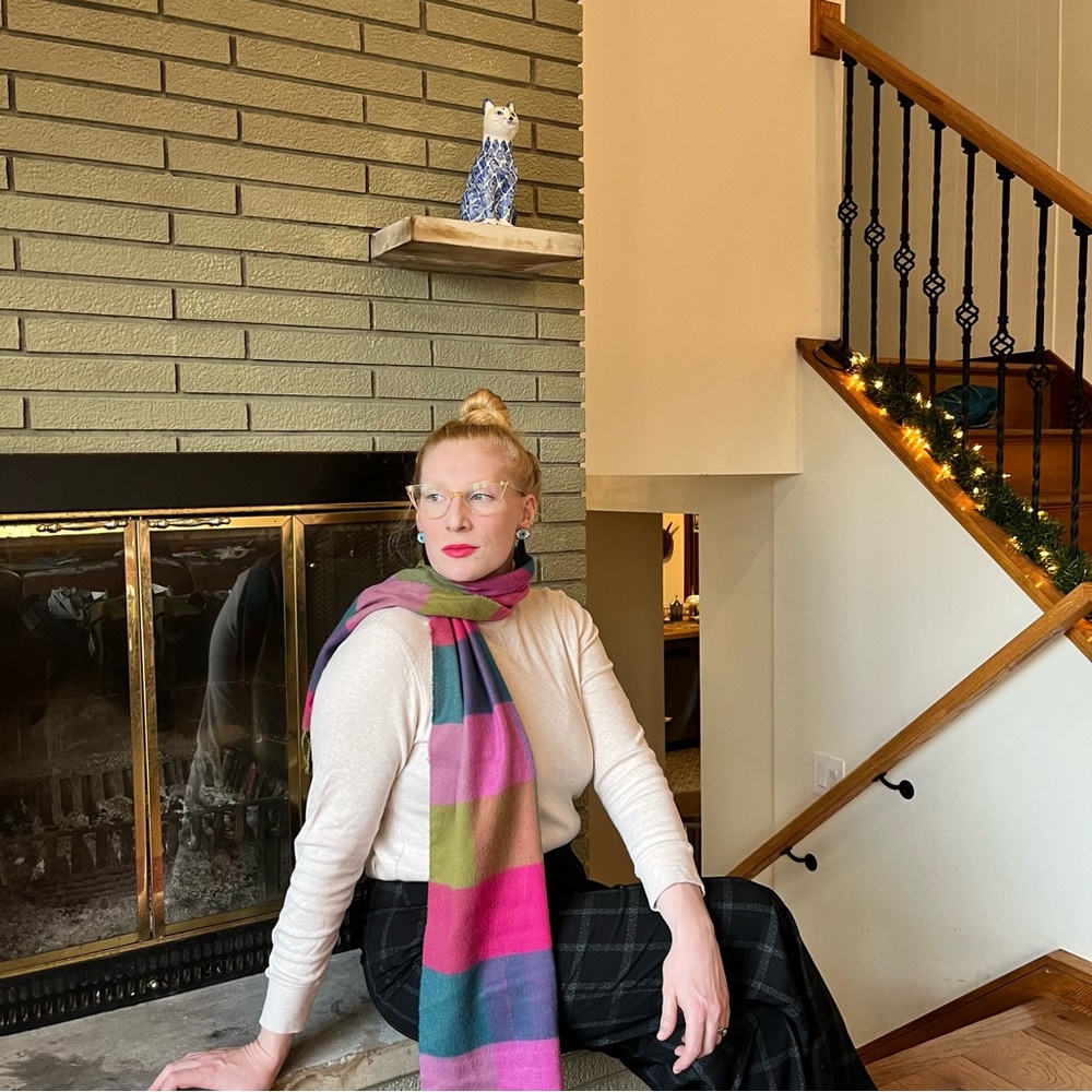 5/30🦄- Funky Colorful Vintage Plaid Scarf Colorful Winter Vibes